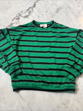 BURU Green & Black Striped Long Sleeve Top